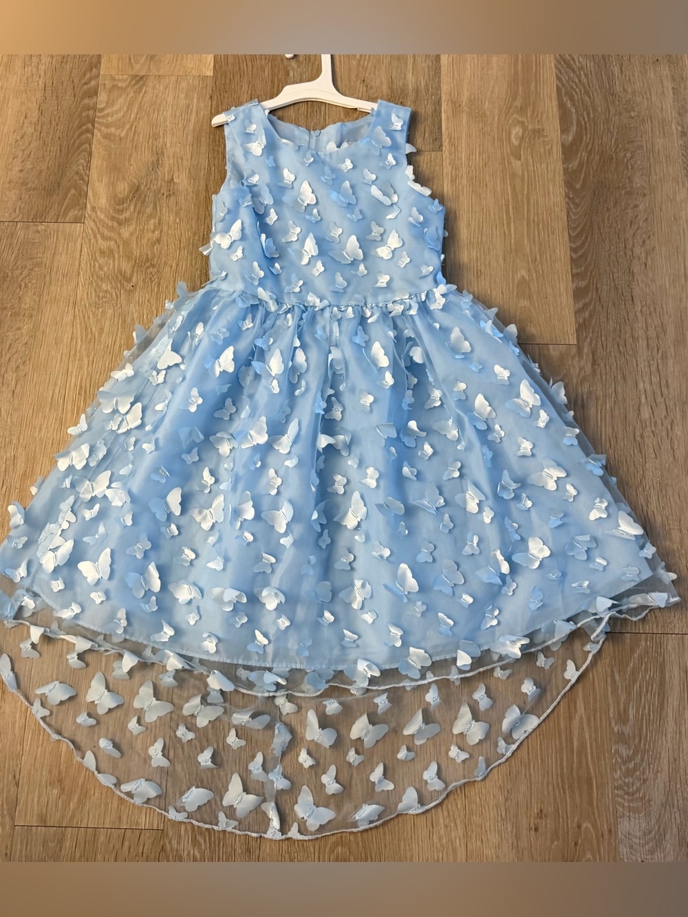 Rare Editions Girl's Size 7/8 Light Blue Butterfly Appliqué Beautiful Party Dres